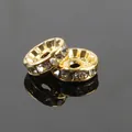 Gold-plated copper rhinestone rondelle spacer beads for DIY jewelry making accessories - Diameter 4mm (50 Pieces/Pack) / Gold with Clear Zirconia