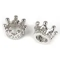 Dijes de corona de cobre bañados en plata para joyería DIY, colgantes de corona para pulseras. - Corona Pequeña / Paquete de 2 (Diámetro 9mm Altura 7mm) / Plateado