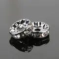 High quality silver plated copper rondelle spacers with clear crystals for DIY jewelry - Diameter 4mm (50 Pieces/Pack) / Gun Black with White Rhinestones