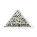 Close-up of shiny silver CCB spacer beads in a triangular tray for DIY jewelry - Diameter 4mm (300 Pieces) / Silver