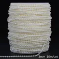 3mm ABS faux pearl bead chain string on spool for DIY wedding decoration - Round Style / 3mm 10m Pack / Beige
