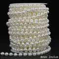 8mm ABS imitation pearl bead chain roll for DIY jewelry, crafts and wedding decor - Round Style / 8mm (2 Meters/Pack) / Beige