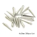Grote set zilveren CCB-spitse kralen 4x23 mm voor het maken van handgemaakte sieraden - Spike Hanger / 4x23mm (200 Stuks/Verpakking) / Zilver