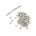 Vista detallada de cuentas espaciadoras geométricas CCB de plata facetada para joyería DIY - Cuentas de Columna Facetadas / 4x4mm 300 Piezas/Paquete / Chapado en K Blanco