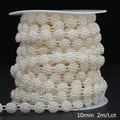 10mm cream white ABS imitation pearl bead flower chain for DIY crafts and wedding decor - Floral Style / 10mm 2m Pack / Beige