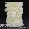 Detailed view of 15mm cream teardrop ABS pearl bead chain trim for DIY wedding decor. - Teardrop Shape / 15mm 2m Pack / Beige