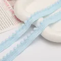 Hellblaues, unelastisches Polyester-Bommel-Spitzenband für DIY-Nähen und Deko - Breite 1cm (5m Packung) / Hellblau
