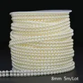 Close-up of 8mm cream white ABS imitation pearl chain on a 5m roll for DIY decoration - Double Row Beaded Style / Width 8mm (5m/Pack) / Beige