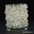 Detail showing 8mm cream white ABS imitation pearl chain for DIY wedding decoration, 5m - Round Style / 8mm (5m/Pack) / Beige