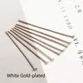 Set of 200 silver-tone metal T-pins flat head pins for DIY jewelry making accessories - White Gold