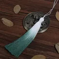 Handmade 13cm gradient silk tassel in green and white for vintage fan and bookmark decoration - 1pc/pack / Deep Green (FXO069)