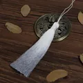 Elegant 13cm gradient white to silver silk tassel pendant for bookmarks and fans - 1pc/pack / Light Gray (FXO069)