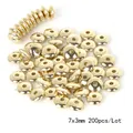 Golden disc CCB spacer beads, 7x3mm size, 200pcs per lot for DIY jewelry making - Saucer Spacer Bead / 200个装(7x3mm) / KC Gold
