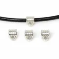 Silver-plated pendant bail connector beads for DIY jewelry making displayed on cord - Threaded Shape / 9x12mm (1 Piece) / White K