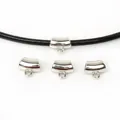 Silver curved metal pendant bail connectors for DIY necklace and bracelet making - Bent Tube / 14x13mm (1 Piece/Pack) / White K