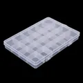 24-grid transparent plastic storage box with adjustable dividers for jewelry and beads - 22 Fixed & 2 Removable Grids