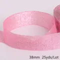 Premium 38mm pink glitter ribbon for DIY crafts and garment decoration, 25 yards lot - Width 38mm 25 Yards/Roll / Pink