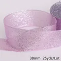 Premium 38mm Glitter Pink Onion Ribbon for DIY Jewelry Crafts and Clothing Decoration - Width 38mm 25 Yards/Roll / Lavender