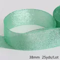 Green sparkling glitter ribbon 38mm width for DIY jewelry making and dress decoration - Width 38mm 25 Yards/Roll / Peacock Green