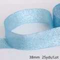 38mm shimmering light blue glitter ribbon for DIY jewelry making and garment crafts - Width 38mm 25 Yards/Roll / Lake Blue