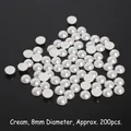 Perle semitonde in ABS bianco crema da 8 mm senza fori per gioielli e artigianato fai da te - 14mm (Circa 50 Pezzi/Confezione) / Bianco avorio