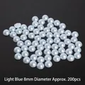 Perle semitonde in ABS blu chiaro da 8mm per fai da te e gioielli, confezione da 200 - 8mm (Circa 200 Pezzi/Confezione) / Azzurro