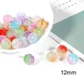 Detail macro shot of 12mm gradient crackle acrylic beads for DIY jewelry making. - 12mm (30 Pcs/Pack) / Two-Tone Mixed