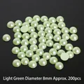 Mezze perle in ABS verde chiaro da 8mm per accessori per capelli fai-da-te, 200pz - Verde chiaro