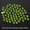 Perle ABS semicircolari verde scuro da 8 mm per gioielli fai da te artigianali 200pz - Verde scuro