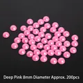 Mezze perle ABS rosa scuro da 8mm con retro piatto per accessori capelli, 200 pezzi - rosa scuro