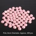 Mezze perle in ABS rosa da 8 mm per accessori capelli fai-da-te, set da 200 pezzi - Rosa