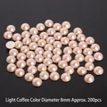 Mezze perle ABS 8 mm caffè chiaro, circa 200 pezzi per creazioni fai da te - Marrone chiaro