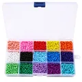 Sortiment aus bunten Glasperlen in einer praktischen 15-Gitter-Box für DIY-Schmuck - 15 Farben Glasperlen-Set (3mm)