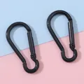 Two black gourd-shaped aluminum carabiner clips with spring snap for DIY backpack use - Black 2 Pieces/Pack / 22x46mm