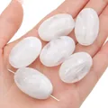Weiße marmorierte Acrylperlen oval mit großem Loch für DIY Armband Halskette Schmuckbau - Ovale Perle / 18x29mm (5 Stück Packung) / Weiß