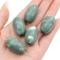 Olivgrüne marmorierte Acryl-Ovalperlen mit großen Löchern für DIY-Schmuckherstellung - Ovale Perle / 18x29mm (5 Stück Packung) / Graugrün