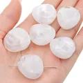 Unregelmäßige lose Acrylperlen mit weißer Marmorierung für DIY-Schmuckzubehör und Basteln - Unregelmäßige Perlen / 26x24mm (5 Stück Packung) / Weiß