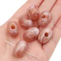 Großloch-Bernstein- und weiß marmorierte Acryl-Ovalperlen für DIY-Schmuckherstellung - Große Yibei Perle / 21x14mm (5 Stück Packung) / Bohnenpastenrot