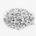 Square silver acrylic alphabet beads for DIY jewelry making and children's letter crafts - English Alphabet Style (BSD355) / 100 Pieces/Pack (6x6mm) / Antique Silver