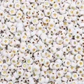 White acrylic 4x7mm coin beads with gold star pattern for DIY jewelry making crafts - 4x7mm Approx. 100 Pieces/Pack / Stars White & Gold Heart