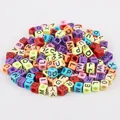 Assorted colorful acrylic cube alphabet beads for DIY jewelry making and education. - English Alphabet Style (BSD355) / 100 Pieces/Pack (6x6mm) / Multicolor With Black