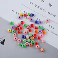 Vibrant mixed color striped resin candy beads for DIY jewelry making handmade crafts - Flat Round Striped Beads, Approx. 8mm Diameter, 7mm Thickness, 2mm Hole, Random Colors, 50 Pcs/Bag