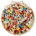 Assorted colorful acrylic alphabet beads for DIY personalized jewelry making and kids crafts - English Alphabet Style (BSD355) / 100 Pieces/Pack (6x6mm) / Solid Multicolor With Gold