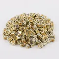 Bulk gold acrylic cube alphabet beads with black engraved letters for DIY jewelry making - English Alphabet Style (BSD355) / 100 Pieces/Pack (6x6mm) / Antique Gold
