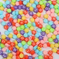 Mixed colorful 4x7mm acrylic alphabet beads for DIY personalized jewelry making - 4x7mm Approx. 100 Pieces/Pack / Letters Mixed Solid Colors with White Text