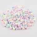Colorful acrylic cubic number beads for DIY jewelry and early education - Number Style (BSD355) / 100 Pieces/Pack (6x6mm) / White with Neon