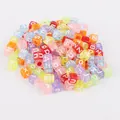 Vibrant colorful acrylic alphabet cube beads for DIY jewelry making and education - English Alphabet Style (BSD355) / 100 Pieces/Pack (6x6mm) / Transparent Multicolor with White