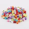 Colorful acrylic square beads with black numbers and symbols for DIY jewelry making - Number Style (BSD355) / 100 Pieces/Pack (6x6mm) / Multicolor With Black