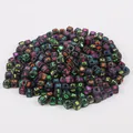 Acrylic black cubic beads featuring colorful number engravings for DIY jewelry making - Number Style (BSD355) / 100 Pieces/Pack (6x6mm) / Black with Neon