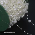 8mm cream white ABS faux pearl bead string for DIY floral and wedding decoration craft - Round Style / 8mm 60m Pack / Beige